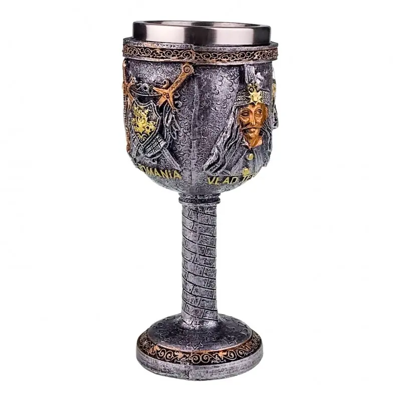 Castelul bran, vlad tepes, pocal din metal si rasina, model 2244h